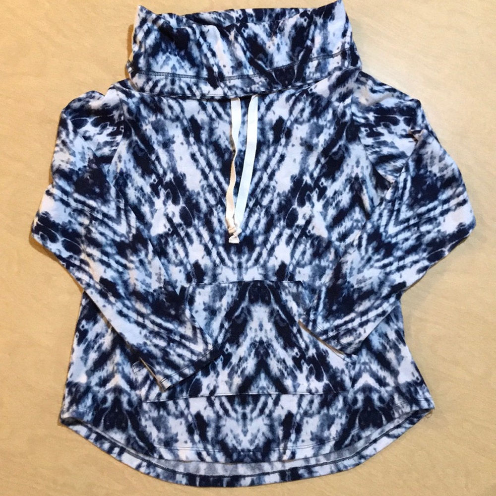 Indigo Blue & white cowl neck light pullover